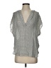 Vince. 100% Silk Houndstooth Silver Gray Short Sleeve Silk Top Size S - photo 1