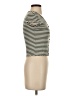 Madewell Green Button-Front V-Neck Tee in Stripe Size XS - photo 4