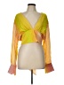 Le Superbe 100% Viscose Color Block Yellow Long Sleeve Blouse Size L - photo 1
