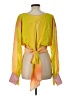 Le Superbe 100% Viscose Color Block Yellow Long Sleeve Blouse Size L - photo 2