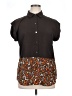 MICHAEL Michael Kors 100% Polyester Animal Print Brown Short Sleeve Blouse Size XL - photo 1