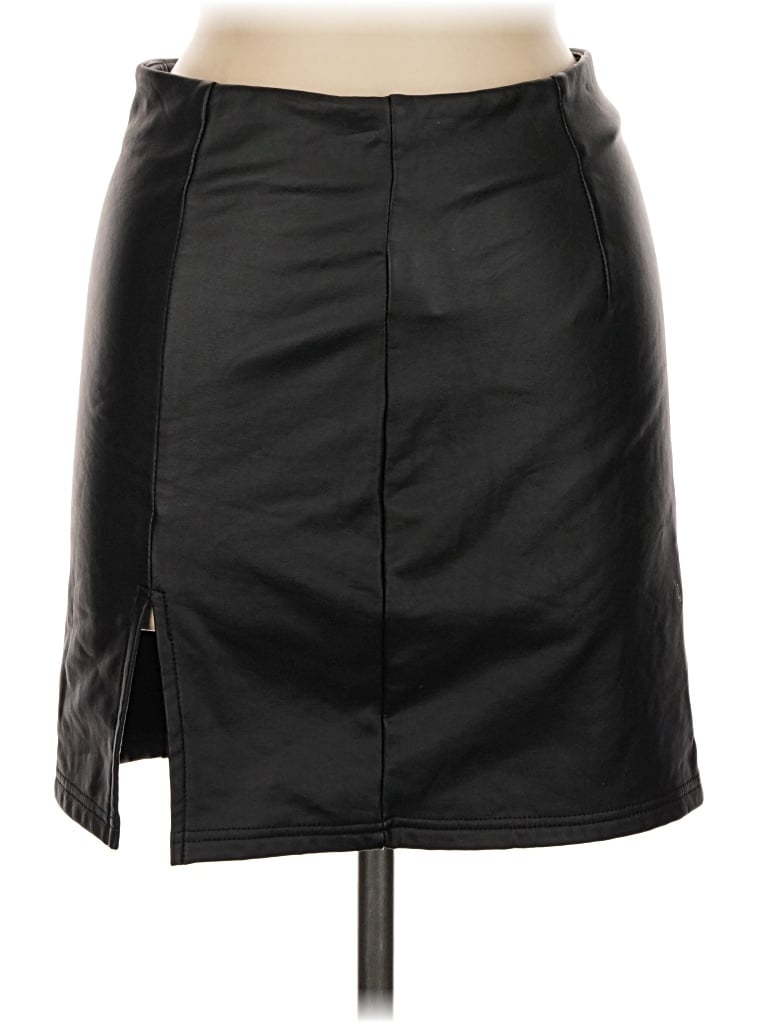 Pre-owned Unbranded Faux Leather Skirt In Black