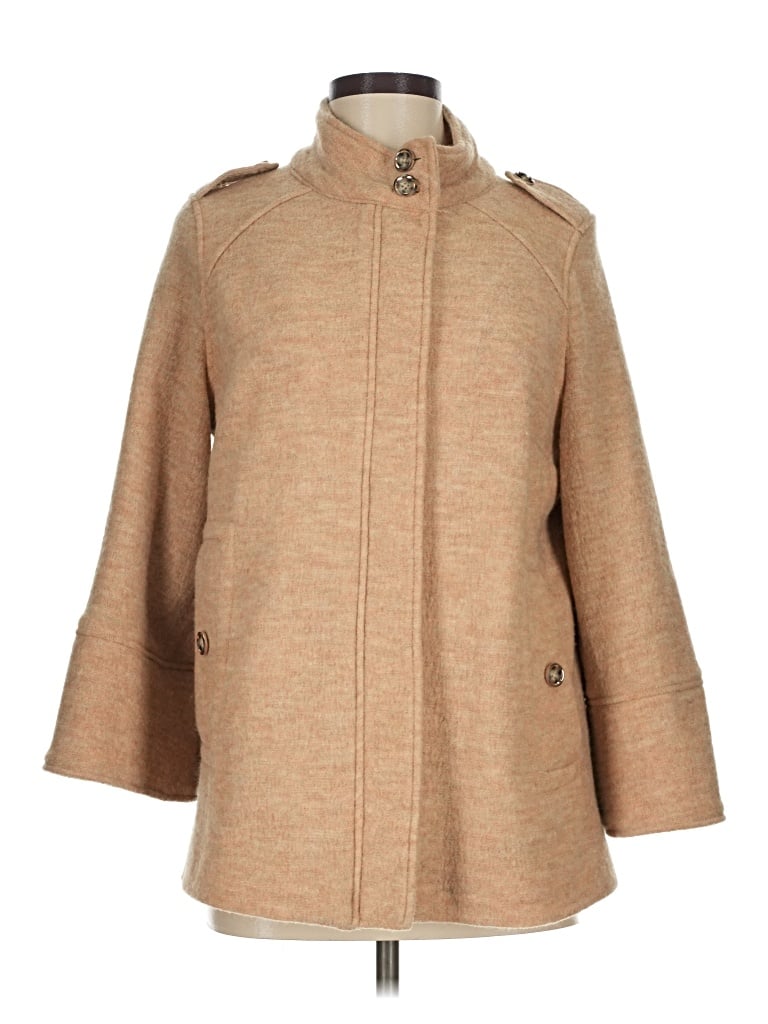 Pre-owned Chico's Wool Cardigan Sweater In Tan