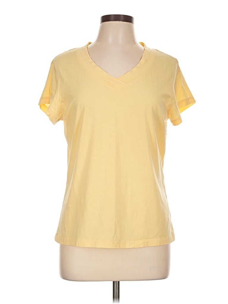 Pre-owned Talbots Short Sleeve Top Yellow V-neck Tops