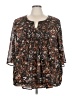 Roaman's 100% Polyester Brown 3/4 Sleeve Blouse Size 26W - photo 1