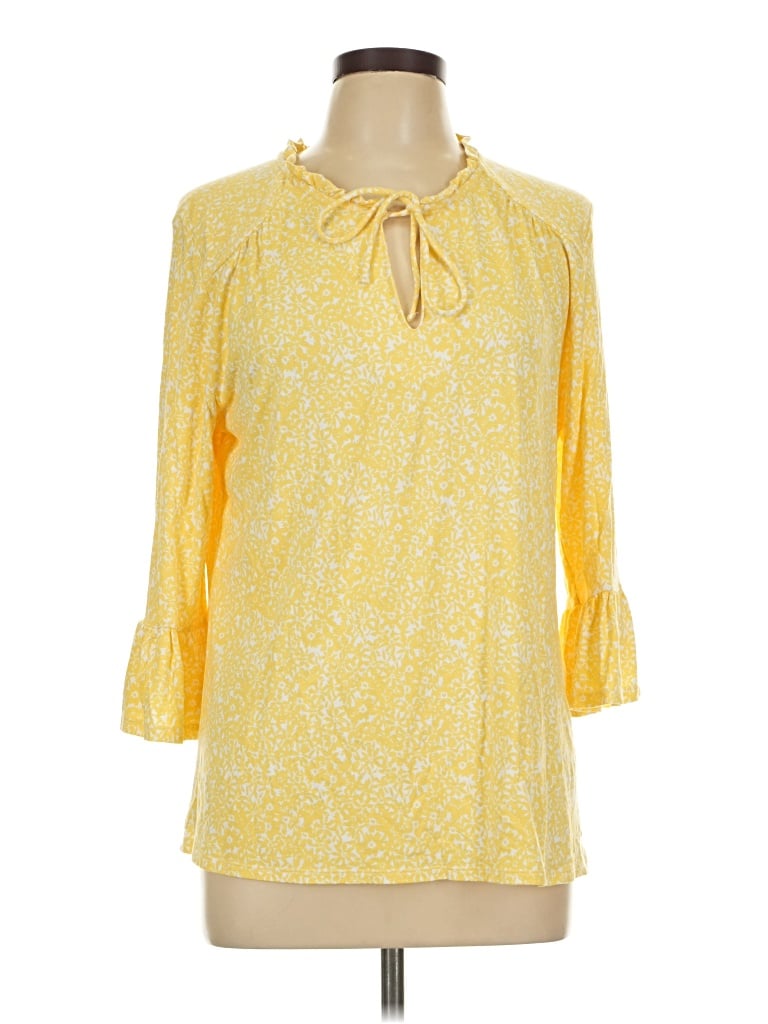 Pre-owned Croft & Barrow 3/4 Sleeve Blouse In Yellow