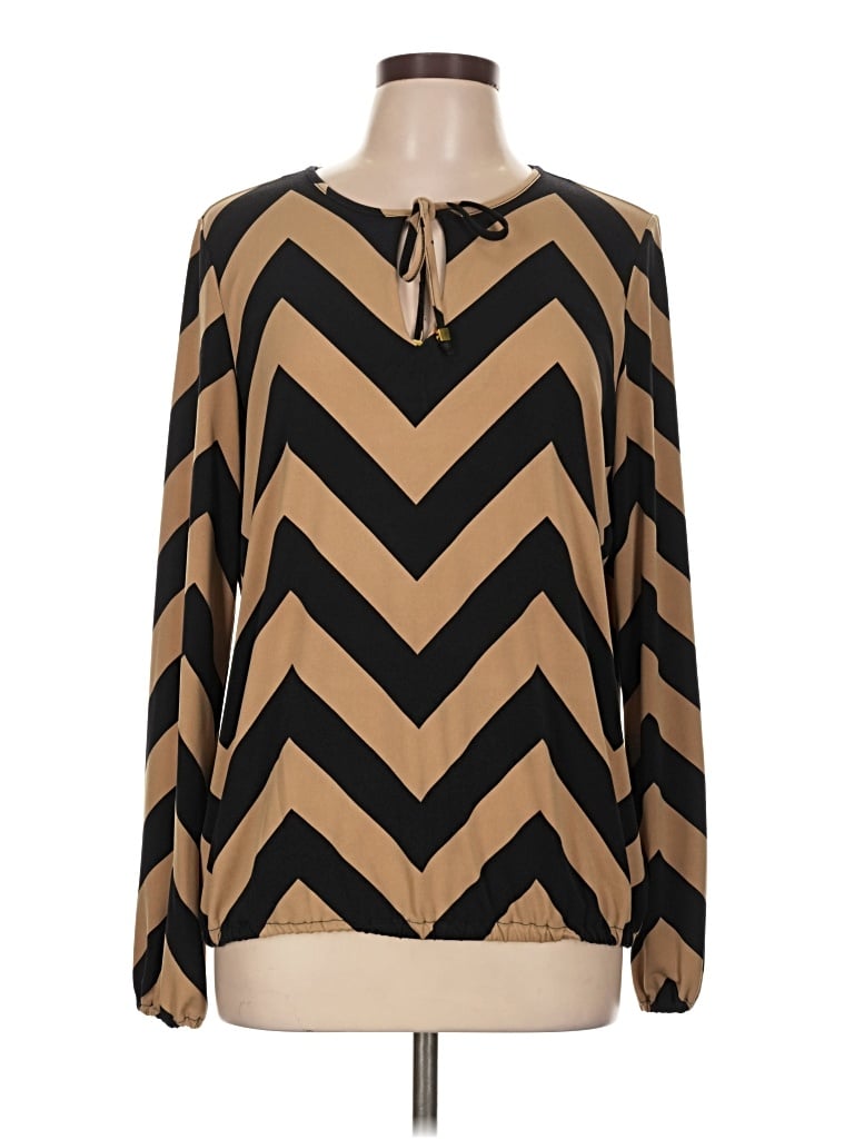 Pre-owned Michael Michael Kors Long Sleeve Blouse In Gold