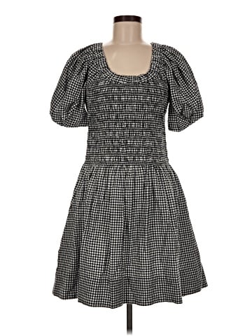 Madewell Smocked U-Neck Mini Dress in Gingham (view 1)