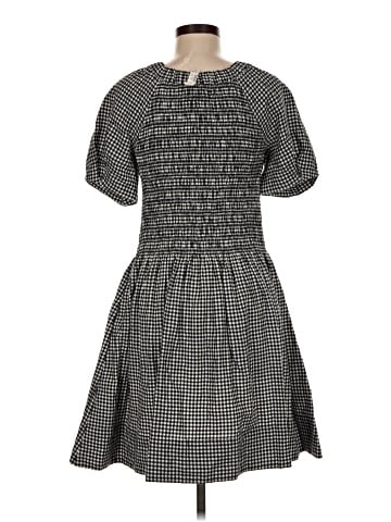 Madewell Smocked U-Neck Mini Dress in Gingham (view 2)