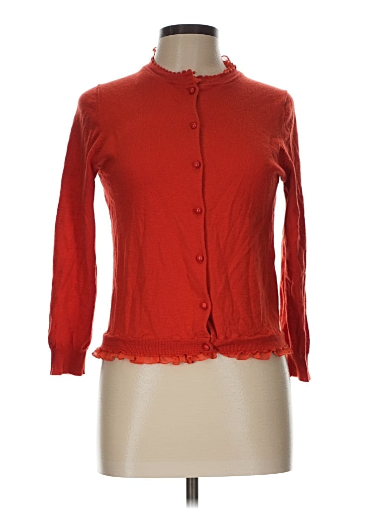Pre-owned Jcrew Wool Cardigan Sweater In Red