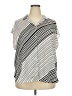 Nine West 100% Polyester Stripes Silver Short Sleeve Blouse Size 2X - photo 1