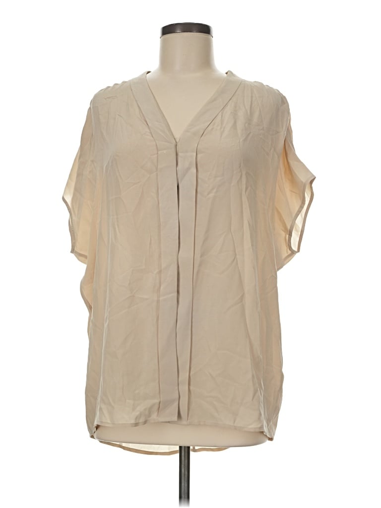 Pre-owned Two By Vince Camuto Short Sleeve Blouse In Tan
