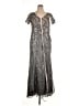 Mac Duggal 100% Polyester Metallic Silver Cocktail Dress Size 14 - photo 1
