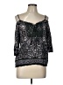Angie 100% Rayon Silver 3/4 Sleeve Top Size L - photo 1
