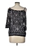 Angie 100% Rayon Silver 3/4 Sleeve Top Size L - photo 2