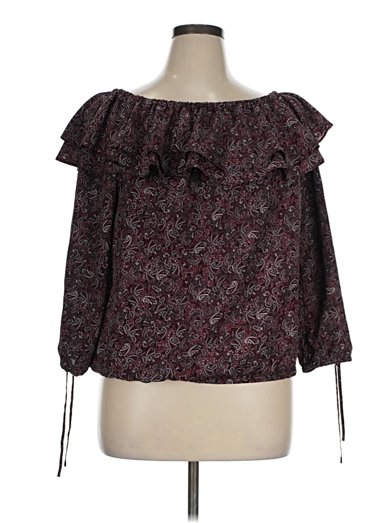 Pre-owned Michael Michael Kors 3/4 Sleeve Blouse In Burgundy