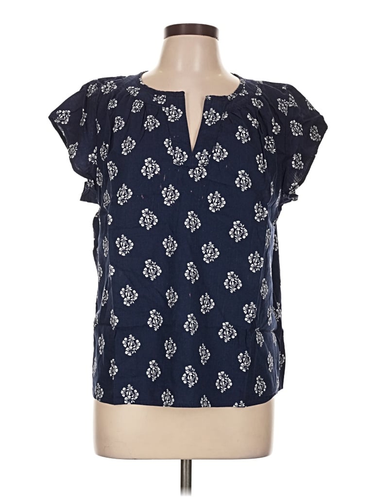 Pre-owned St. John's Bay Short Sleeve Blouse In Blue