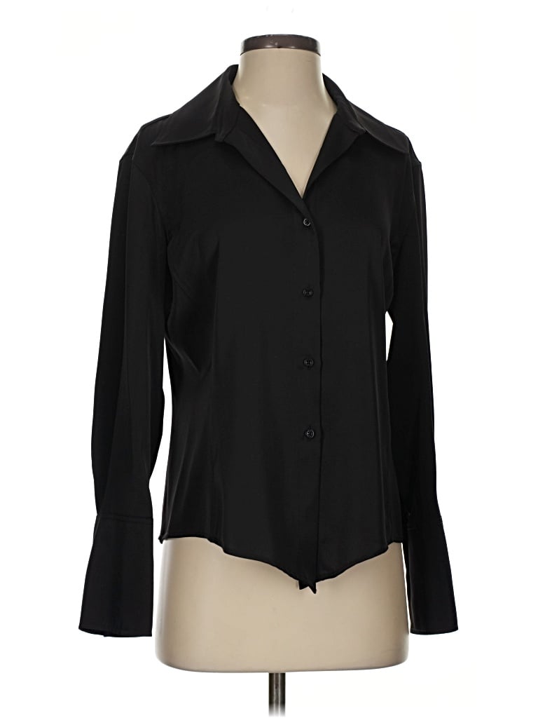 Pre-owned Donna Karan Long Sleeve Blouse In Black