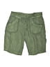 Marrakech 100% Linen Solid Green Cargo Shorts Size 25 waist - photo 1
