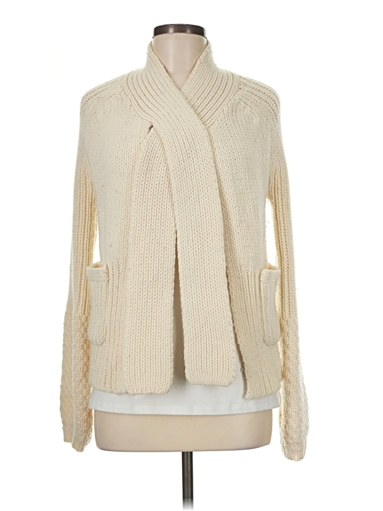 Pre-owned Theory Wool Cardigan Sweater In Ivory