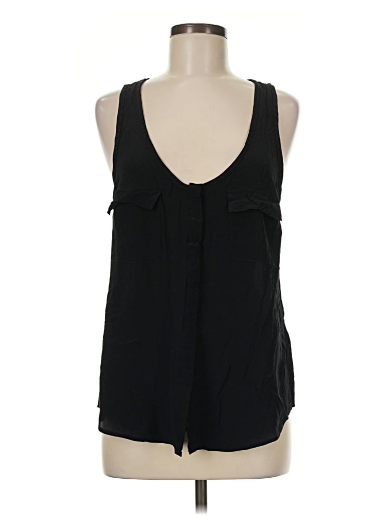 Pre-owned Joie Sleeveless Silk Top Black Plunge Neckline Tops