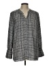 Versona 100% Polyester Houndstooth Gray Long Sleeve Blouse Size L - photo 1