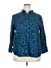 Chico's Animal Print Blue Long Sleeve Blouse Size XXL (4) - photo 1