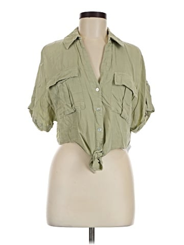 Zara 3/4 Sleeve Button-Down Shirt (view 1)