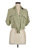 Zara 100% Lyocell Green 3/4 Sleeve Button-Down Shirt Size M - photo 1