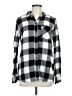Express 100% Cotton Plaid White Silver Long Sleeve Button-Down Shirt Size M - photo 1