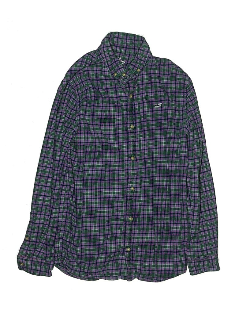 Pre-owned Vineyard Vines Kids' Long Sleeve Button Down Shirt In Green
