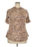 Assorted Brands Animal Print Brown Short Sleeve Blouse Size 2X - photo 1
