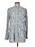 Ann Taylor LOFT 100% Rayon Paisley Blue Silver Long Sleeve Blouse Size M - photo 1