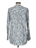 Ann Taylor LOFT 100% Rayon Paisley Blue Silver Long Sleeve Blouse Size M - photo 2