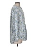 Ann Taylor LOFT 100% Rayon Paisley Blue Silver Long Sleeve Blouse Size M - photo 4