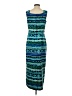 Sag Harbor 100% Polyester Print Teal Casual Dress Size 8 - photo 2