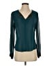 Harper 100% Polyester Teal Long Sleeve Blouse Size S - photo 1