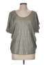 Kim & Cami Metallic Silver Short Sleeve Top Size M - photo 1