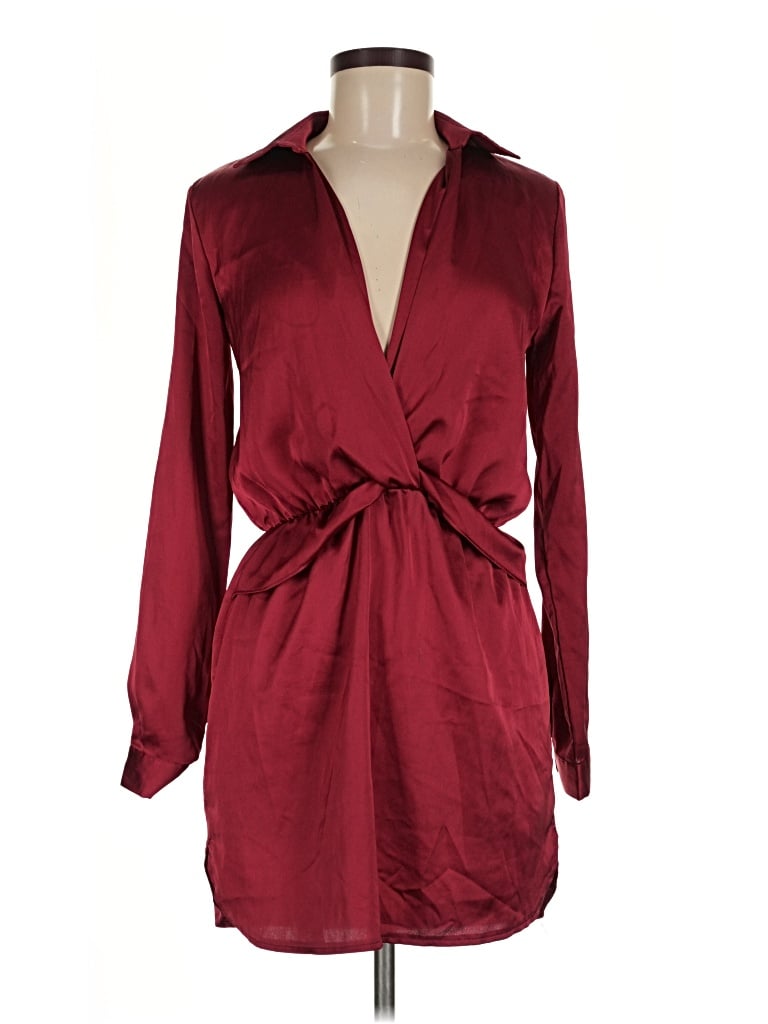 Pre-owned Prettylittlething Cocktail Dress In Burgundy