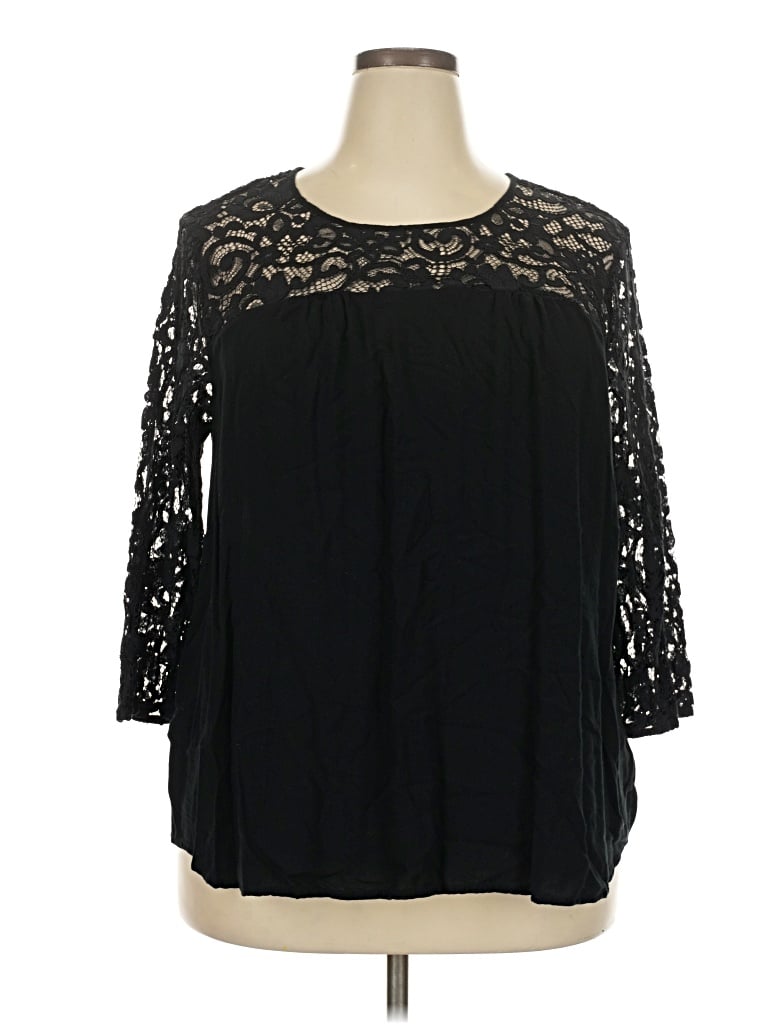 Pre-owned Old Navy 3/4 Sleeve Blouse In Black