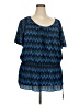 Beverly Drive 100% Polyester Blue Short Sleeve Blouse Size 20 - photo 1