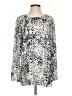 Lord & Taylor 100% Polyester Animal Print Silver Long Sleeve Blouse Size 2 - photo 1