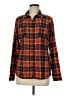 Fossil Plaid Burgundy Long Sleeve Button-Down Shirt Size M - photo 1