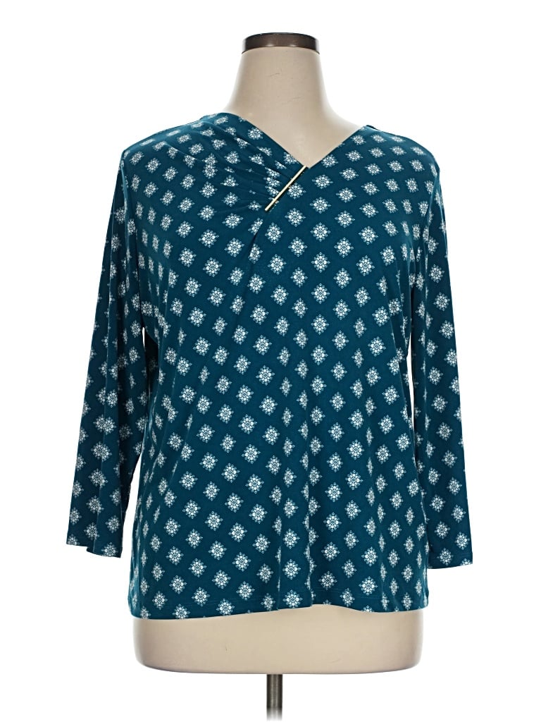 Pre-owned Liz Claiborne Career 3/4 Sleeve Blouse In Teal