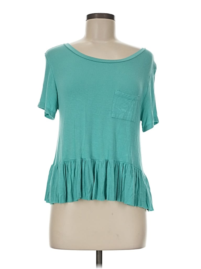Pre-owned Vestique Short Sleeve Top Teal Scoop Neck Tops
