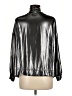Le Superbe 100% Polyester Metallic Silver Long Sleeve Blouse Size M - photo 2