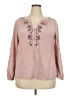 vintage threadz 100% Rayon Pink Long Sleeve Blouse Size 2X - photo 1