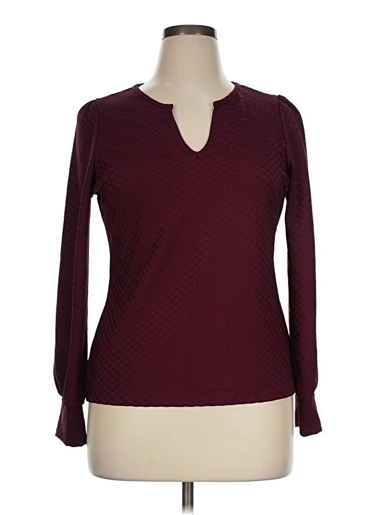 Pre-owned Kaileigh Long Sleeve Blouse In Burgundy