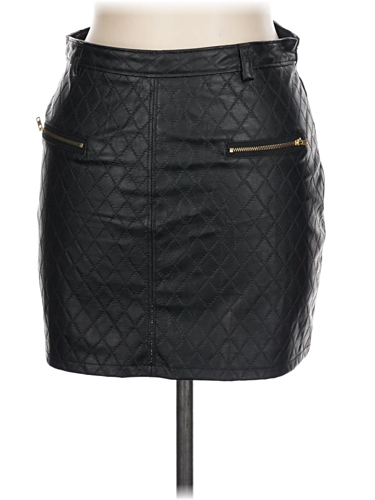 Pre-owned Ya Los Angeles Faux Leather Skirt In Black