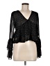 Boohoo 100% Polyester Stars Black Long Sleeve Blouse Size 6 - photo 1